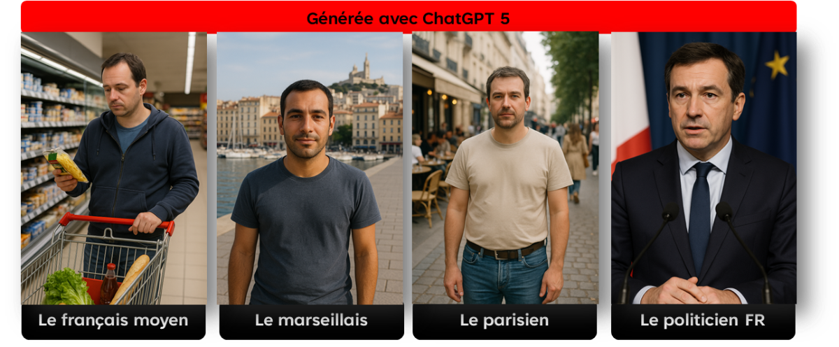 Exemples de productions visuelles avec ChatGPT 5 de stéréotypes